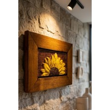 Toprakana Art Ayçiçeği, Seramik Duvar Panosu Ahşap Çerçeveli 15x22x2 (cm)
