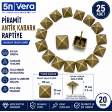 5N Vera 25 Adet 20 mm Sarı Piramit Kabara Raptiye | Dekoratif Döşeme Çivisi | Koltuk, Sandalye, Yatak Başlığı ve Mobilya Süsleme Aksesuarı