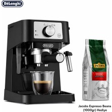 DeLonghi Siyah Kompakt Manuel Espresso Makinesi, Süt Köpürtücülü Modern Mutfak Kullanımı ve Pratik Günlük Kahve Hazırlığı Evde Günlük Kullanım ve Pratik Barista Hazırlığı Için