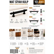 Mat Siyah Dekoratif Mobilya Kulpu 96-128 mm Dolap Çekmece Kulpu Sert Plastik Polimer Vida Dahil 10 Adet