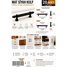 Mat Siyah Dekoratif Mobilya Kulpu 96-128 mm Dolap Çekmece Kulpu Sert Plastik Polimer Vida Dahil 20 Adet