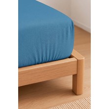 PureText | Purecomfort | %100 Pamuk Ranforce Çift Kişilik Lastikli Çarşaf | 160X200 | Okyanus Mavi