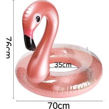 Empressco Renkli Flamingo Pullu Çocuk Yüzme Simidi 3-9 Yaş Denizde Eğlence