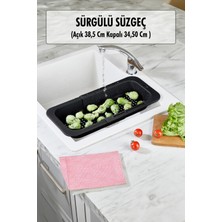 Bezos Lavoba Içi Sürgülü Açılır Kapanır Sebze Meyve Süzgeci Siyah (Açık 38,5 cm Kapalı 34,50 cm )