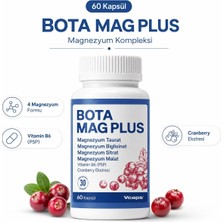 Botamag Plus: Cranberry Ekstreli Magnezyum Bisglisinat, Malat, Sitrat, Taurat ve B6 Vitamini Içeren Takviye Edici Gıda