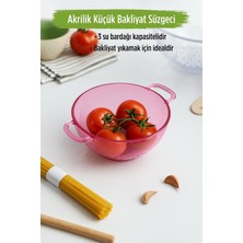 Bezos Akrilik Pembe Mini Pirinç Süzgeçi & Bakliyat Süzgeçi (3 Su Bardağı Ölçülü)