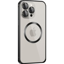 Bezos iPhone 15 Pro Max Kılıf Metal Bumper Magneticsafe Kapak - Siyah