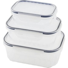 Uravas Store 3pcs Qui̇ck Sizdirmaz Saklama Kabi Seti̇ Şeffaf Kap - Buğulu-Contali Kapak  500-1000-1700ML (5047)
