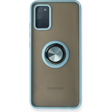 Bezos Galaxy A02S Kılıf Montreal Yüzüklü Silikon Kapak - Buz Mavi