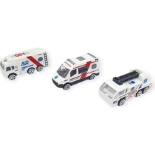 TeknoKapsül 3'lü Iş Makinaları Road Seti - Die Cast - DS044 - Ambulans - 1 Adet