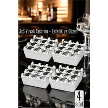 TeknoKapsül 4 Lü Metal Döküm Küllük – 3x3 Yuvalı, Krom , Ağırlıklı Tasarım 722219