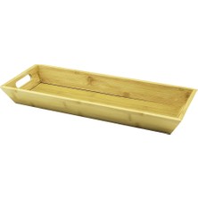 Uravas Store Di̇kdörtgen Çi̇ft Kulplu Ahşap Bambu Sunum Tepsi̇si̇ =16X40CM - Deri̇n=4cm (5047)