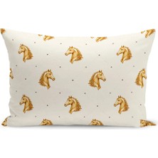 Bertille Home Klasik At Serisi Çift Tarafı Dijital Baskılı Kırlent Kılıfı (Horse)