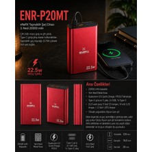 Enerx ENR-P20MT Powerbank 20000 Mah 22.5W Hızlı Şarj, Yeni Nesil Metal Kasa Taşınabilir Şarj Cihazı