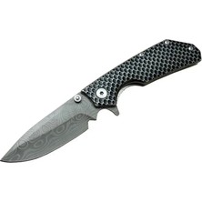 TeknoKapsül Damascus Dms 2 16 Gri Kamp Çakı 21CM- Yarı Otomatik, Kemerlikli, Metal Sap