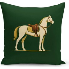 Bertille Home Klasik At Serisi Çift Tarafı Dijital Baskılı Kırlent Kılıfı (Horse)