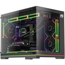 Next Gaming Orion Neon 6x ARGB Fan Kumanda ve Kontrolcü Micro ATX Boş Bilgisayar Kasası Siyah