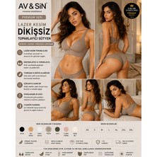 Av&sın Dikişsiz Toparlayıcı Sütyen Push Up Destekli Ayarlanabilir Askılı Lazer Kesim Kadın Sütyen Vizon S
