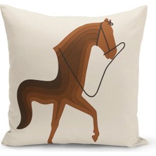 Bertille Home Klasik At Serisi Çift Tarafı Dijital Baskılı Kırlent Kılıfı (Horse)