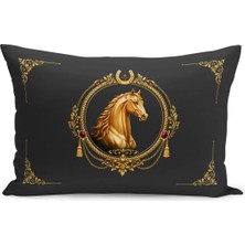 Bertille Home Klasik At Serisi Çift Tarafı Dijital Baskılı Kırlent Kılıfı (Horse)