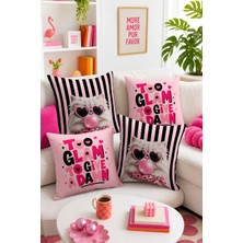 Bertille Home Pop Art Serisi Çift Tarafı Dijital Baskılı  4'lü Kırlent Kılıfı Seti