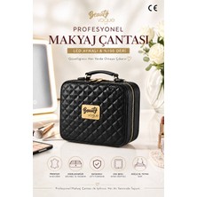 Beauty Vogue Hakiki Deri Işıklı Aynalı Makyaj Çantası - Ayarlanabilir Bölmeli Darbeye Dayanıklı Lüks Organizer- Bordo