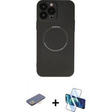 Pileli Store Pilelistore™ iPhone 13 Pro Kılıf Zirve Klasik Prime - Siyah 3D Antistatik Seramik Nano Ekran Koruyucu + Renkli Kamera Lens Koruma Cam - Sı