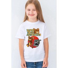 Morinna Super Bear Adventure Baskılı Çocuk Tişört Beyaz Günlük Rahat Kısa Kollu T-Shirtmr-06