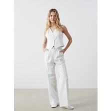 Lc Waikiki Yeni Sezon Loose Fit Çizgili Keten Karışımlı Kadın Pantolon
