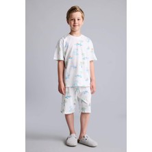 DeFacto %100 Pamuk Dinazor Desenli 2'li Ekru Pijama Takımı Erkek Bebek H5396A826HS