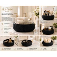 BitkiTÜRK 🌿 Hasır Desenli Dekoratif Beton Organizer | Mutfak, Banyo, Kahve Köşesi ve Çok Amaçlı Düzenleyici