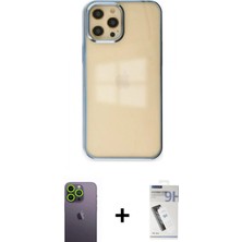 Pileli Store Pilelistore™ iPhone 12 Pro Max Kılıf Doruk Doku Prime - Şeffaf Uv Polymer Nano Ekran Koruyucu + Neon Fosforlu Kamera Lens - Yl