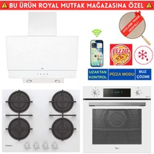 Hoover Loreto Telefon Bağlantılı Beyaz Cam  Ankastre Set (HO3158W+ Cand-Y  CVG6WW +HDG6C2GWTK)