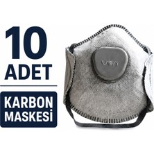 Badem10 Karbonlu Toz Maskesi 10 Adet Aktif Karbon Filtreli Nefes Alabilir Toz ve Partikül Koruyucu Maske
