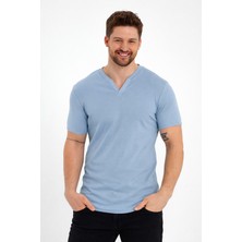 Uomo Park Henley Tişört Basic Casual T Shirt 2124