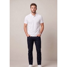 Nacar Store Erkek Yakalı Düğmeli Beyaz T-Shirt