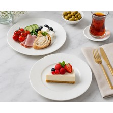 Bonnami Iris White Gourmet Düz Tabak 19 cm Porselen Pasta Kahvaltı Servis Tabağı