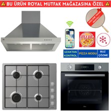 Hoover  Vıale Telefon Bağlantılı Inox  Turbo Ankastre Set (HO3158IN+ Candy CHW6LMX Emaye +HCH6MXTK)