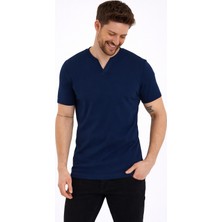 Uomo Park Henley Tişört Basic Casual T Shirt 2124