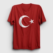 Nacar Store Unısex Kırmızı Ay Yıldızlı Baskılı T-Shirt