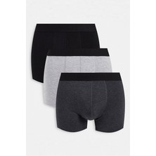 Nacar Store Erkek Karışık Renk 3\'lü Paket Pamuklu Likralı Boxer