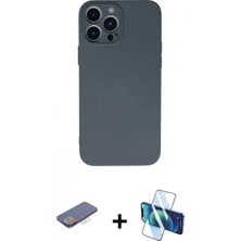 Pileli Store Pilelistore™ iPhone 13 Pro Max Kılıf Ahenk Serisi - Siyah 3D Antistatik Cam Ekran Koruyucu + Renkli Kamera Lens Koruma Cam - Pe