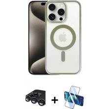 Pileli Store Pilelistore™ iPhone 15 Pro Max Kılıf Siluet Çizgi Serisi - Siyah 3D Antistatik Seramik Nano Ekran Koruyucu + Raze Metal Kamera Lens - Lt