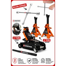 2 Ton Hidrolik Araç Kaldırma Krikosu ve Kriko Sehpası Full Set Bijon Anahtarlı Süper Set