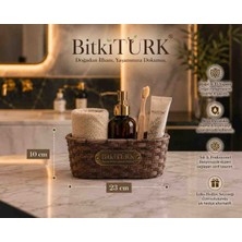 BitkiTÜRK 🌿 Hasır Dokulu Beton Kase | Dekoratif Beton Saksı & Organizer | Mumluk, Makyaj Organizeri, Banyo ve Masaüstü Düzenleyici | 23X10 cm
