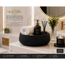 BitkiTÜRK 🛁 Beton Hasır Dokulu Organizer Kase ve Dekoratif Tepsi | Banyo Wc Düzenleyici 21 cm