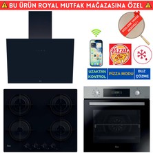 Hoover Upa Telefon Bağlantılı Siyah Turbo Ankastre Set (HO3158IN Inox + HVW6MBB Siyah + HDG6C1GBTK)