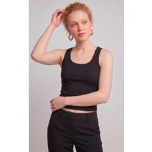 Nacar Store Kadın Fitilli Görünümlü Kaşkorse Kalın Askılı Basic Beyaz Bluz Atlet