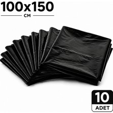 MSE HOLD Siyah Çöp Poşeti 100X150 Kalın 10 Adet Dökme Çöp Torbası Hantal Boy
