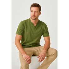 Uomo Park Henley Tişört Basic Casual T Shirt 2124